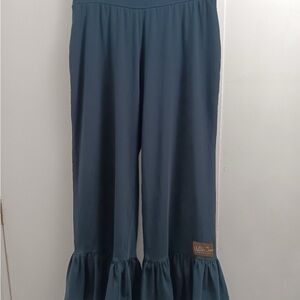 Blue Ruffle Hem Pants